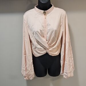 Beulah Soft Pink Twist Front Blouse